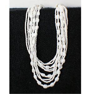 Vintage White Milk Glass Beaded Choker Necklace